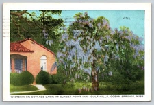 Postcard Ocean Springs MS Wisteria Cottage Sunset Point Inn Gulf Hills Club