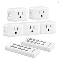 DEWENWILS Wireless Remote Control Outlet Switch Set, White, 2 Remotes, 5 Outlets