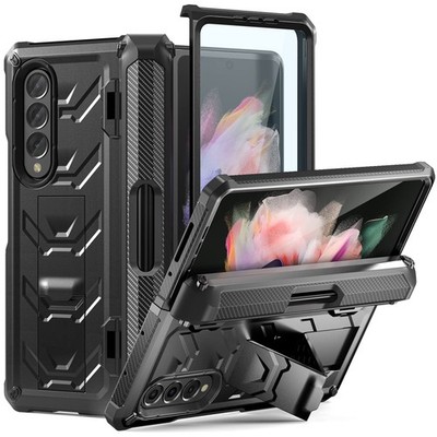 Rugged Case Armor for Samsung-Galaxy-Z-Fold-3 w/ Built-in [Kickstand] [S Pen ...