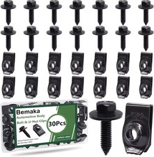 30Pcs Automotive Fender Bolts  U-Nut Clips Kit Body Fastener Splash Shield