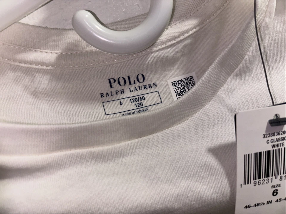 Polo Ralph Lauren Blanco Polo Oso Manga Larga Camiseta Talla 6 Niños RL Foto 4 de 4