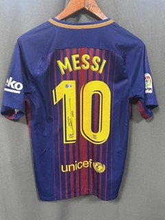 Lionel Messi Signed 2018 19 Barcelona Home Soccer Jersey AUTO BAS Sz S
