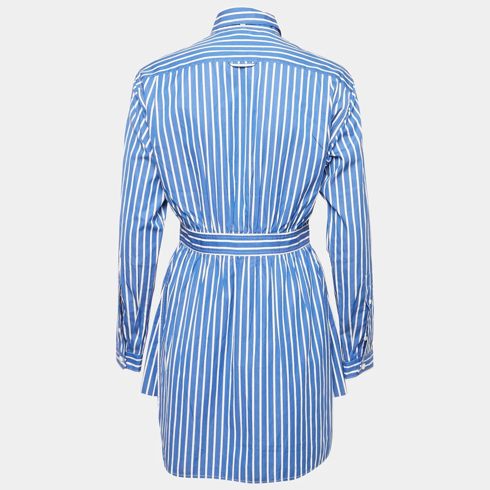 Mini Camisa Vestido Prada Azul Rayas Algodón S Foto 2 de 4