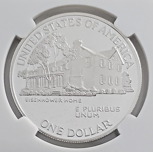 1990-P Eisenhower Commemorative Silver Proof Dollar with Stamps - Nice! W9 - Picture 9 of 10