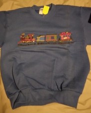 Medium 8 - 10 Blue Sweatshirt Fabric fiber Print Train on front 277216