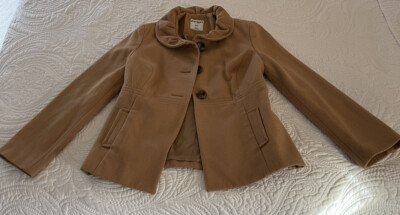 Old Navy Womens Khaki Pea Coat Size S Wool Blend Beautiful Coat! Great  Cond!