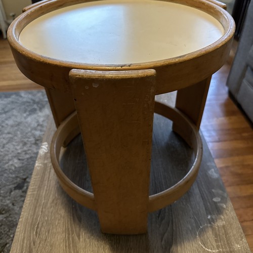 VINTAGE FIGLI DI AMEDEO CASSINA MCM ROUND WOODEN TABLE - MADE IN ITALY - Picture 8 of 22