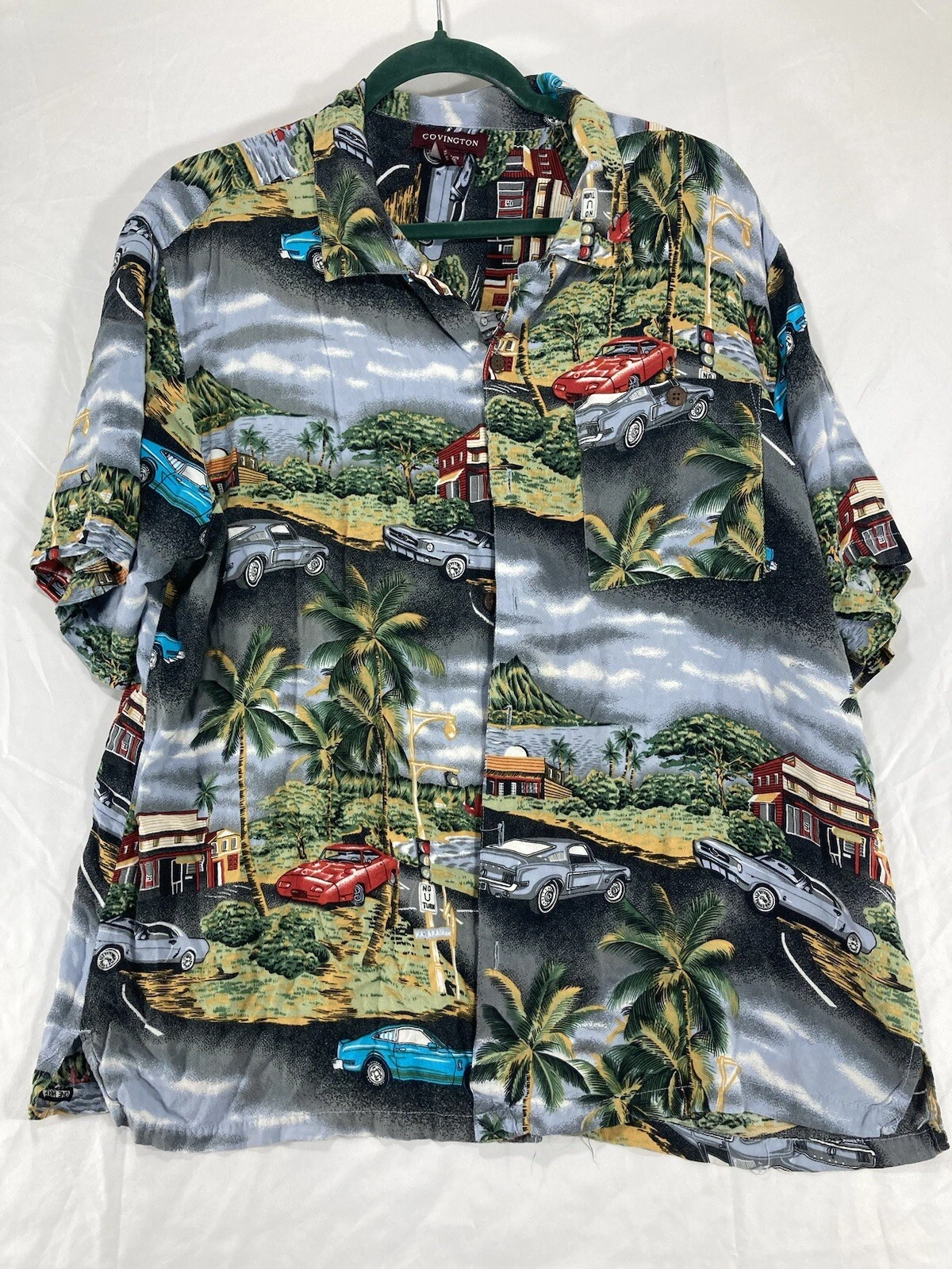 Vintage Covington Men’s Hawaiian Shirt Size XL Tropical Button Up Mustang