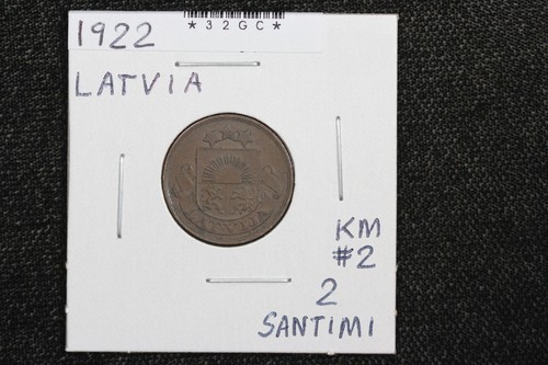 1922 Latvia 2 Santimi KM# 2 32GC - Picture 3 of 4