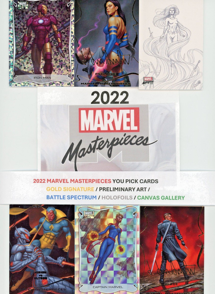 2022 Marvel Masterpieces GOLD SIG/HOLO/CANVAS/PRELIM ART/VARIANT/BATTLE SPECTRUM