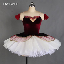 Puffy Tutu Dress Ballet Costume Burgundy Velvet Bodice Tutu Skirts Dance Tutu