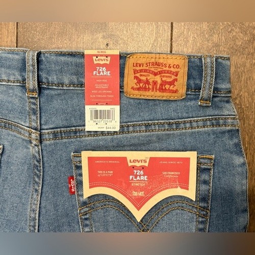 Levi's Girls 726 High Rise Light Wash Flare Jeans, Size 16 Reg - Picture 6 of 9