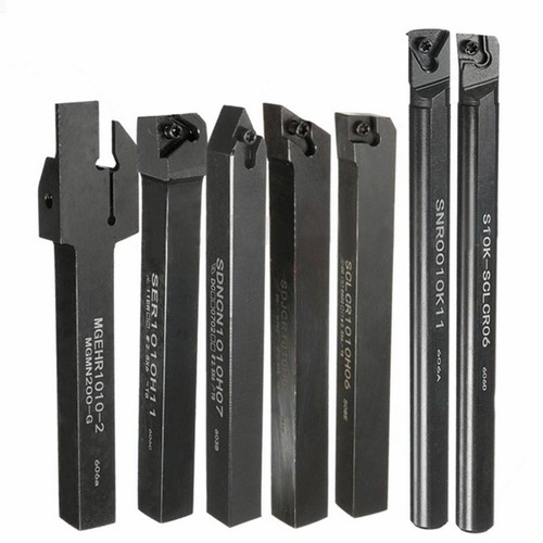 7Pcs 10mm Lathe Turning Tool Holder Boring Bar + DCMT CCMT Carbide Insert + T8 - Picture 4 of 10