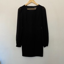Lulus Black Bodycon Sheer Sleeve Little Black Dress Size Small