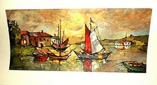 MAX URBAN THE HARBOR LITHOGRAPH PRINT 13 X 23 INCHES PLATE SIGNED