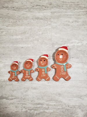 Holiday Time 4pc Ceramic Measuring Spoon Set Gingerbread Men Man Santa Hat