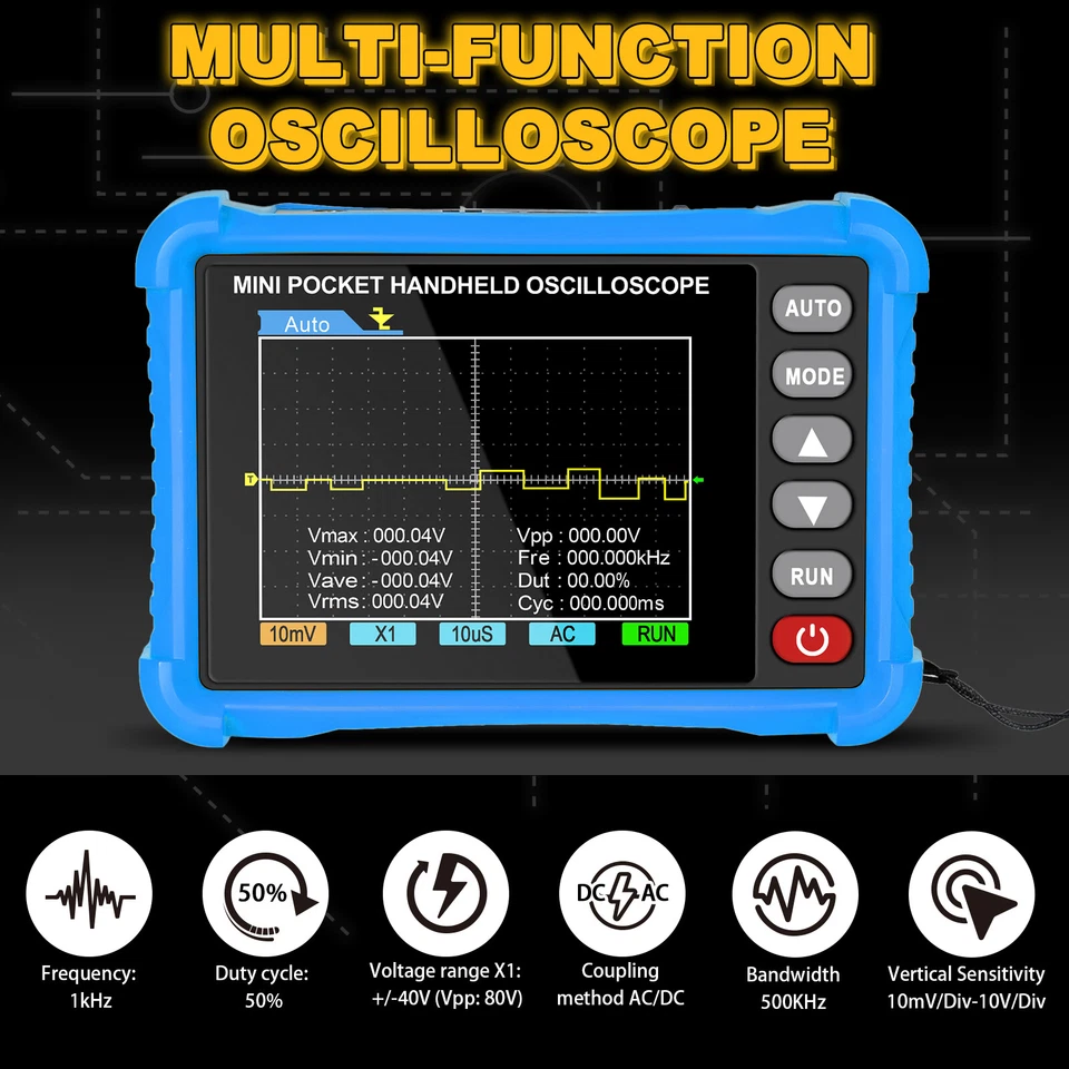 2.5MS/s Sampling Handheld Oscilloscope Portable-Digital-Oscilloscope 500KHz Mini - Image 3 of 4