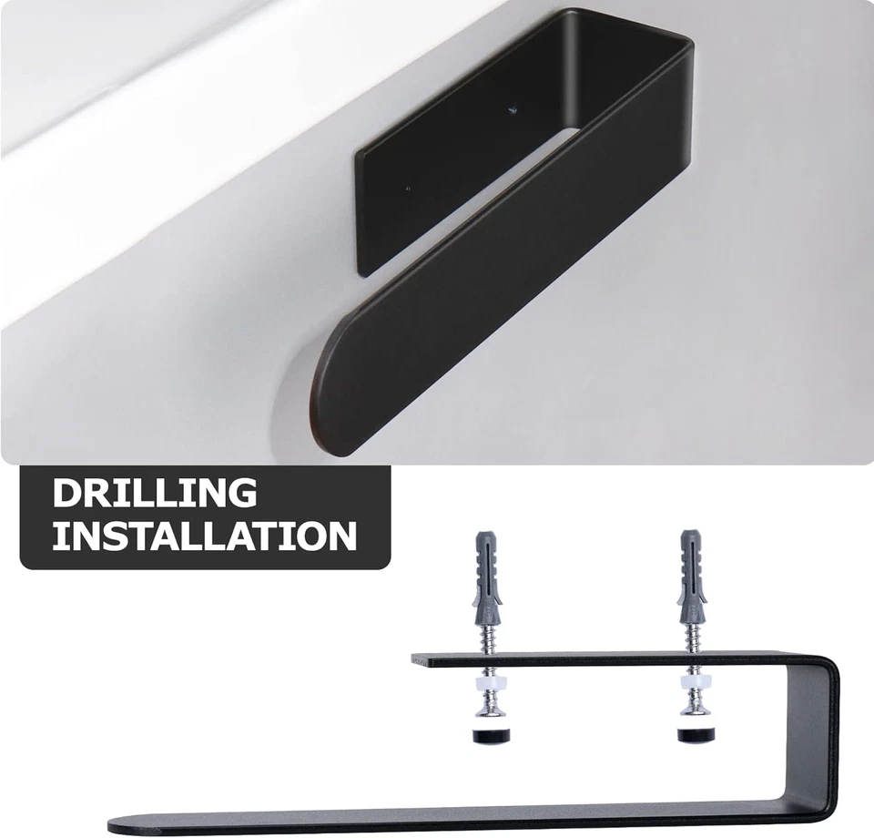 Billybath porta asciugamani bagno nero, porta asciugamani da parete adesivo Sa - Immagine 3 di 4