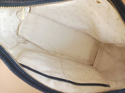 Kate Spade PXRU4458 Black & Beige Colorblock Leather Tote W/Bow