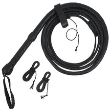 Bull Whip 04 to 10 Feet 16 Plaits Genuine Cow Hide Leather Equestrian Bullwhip
