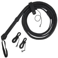 Bull Whip 04 to 10 Feet 16 Plaits Genuine Cow Hide Leather Equestrian Bullwhip