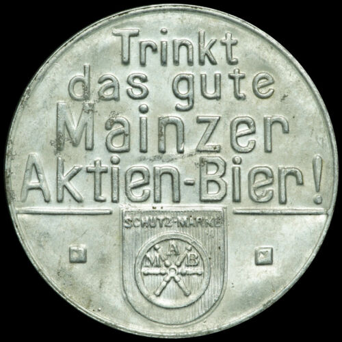 BRIEFMARKENKAPSELGELD: 20 Pfennig, MUG rot. MAINZER-AKTIEN BIER - MAINZ. - Afbeelding 1 van 2