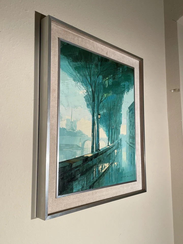 STUNNING IMPRESSIONIST IMPASTO PARIS ALONG SEINE RIVER/NOTRE DAME CATHEDRAL 1977 - Image 2 of 4