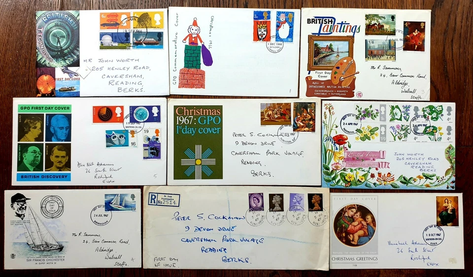 99x GB FDC's - MUITOS SELOS DE MÃO PRIVADOS PHILART WESSEX STUART GPO 1966 A 1980 - Imagem 2 de 4