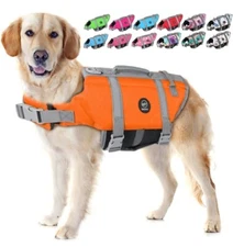 EMUST Dog Life Preserver, Life Saver, Life Jacket, Medium, Orange