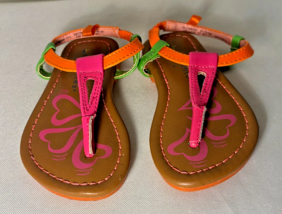 Niño pequeño Healthtex talla 4 SANDALIAS NIÑAS ROSA BRILLANTE, NARANJA, VERDE, MARRÓN (H107) Foto 2 de 4
