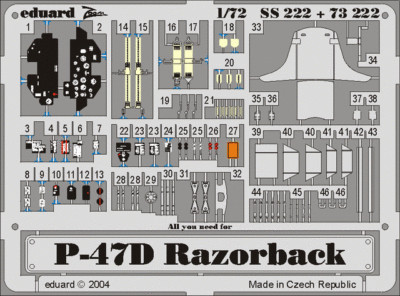 EDUARD MODELS 1/72 Aircraft- P47D Razorback for TAM (Painted) EDU73222