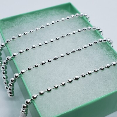 925 Sterlingsilber schlicht Pallini Perlen Kugel Kette Armband Halskette 3 mm 7'' ~ 30''