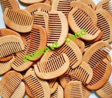100pcs engrave logo-Peach Wood Wide Tooth Beard Combs Wooden Comb barber comb