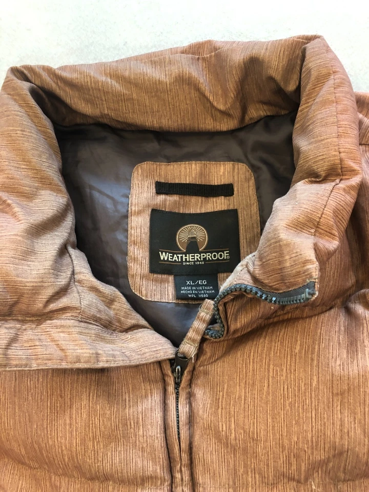 Weatherproof Puffer Vest Men's Extra Large Brown Full Zip Jacket Coat - Image 2 of 4