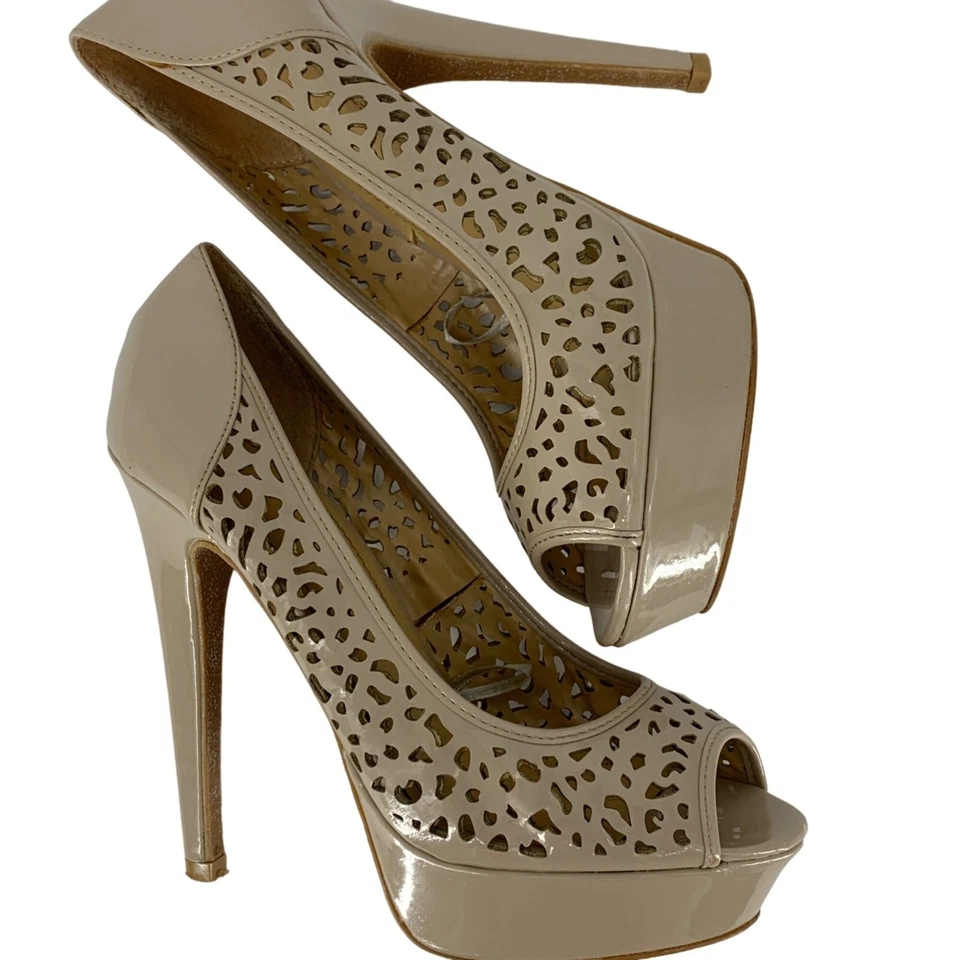 Mujer Forever 21 Plataforma Ultra Alto Corte Bomba Talla 6.5 Stiletto Nude 3815 Foto 3 de 4