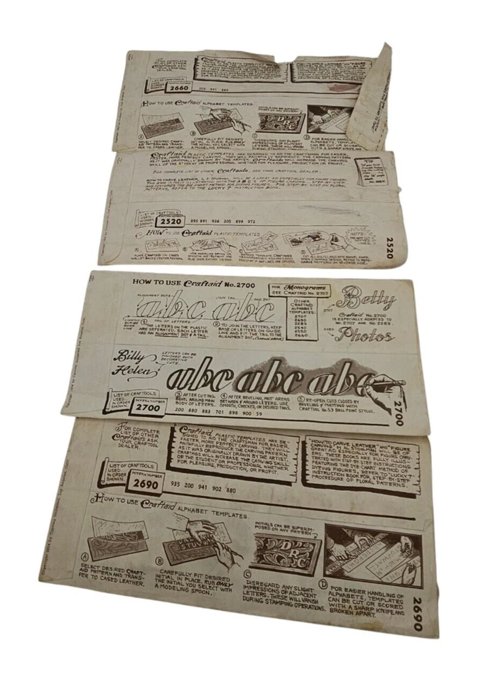 Vintage CRAFTAID Plastic Templates Leather Carving Tooling Alphabet Lot of 4 - Image 2 of 4