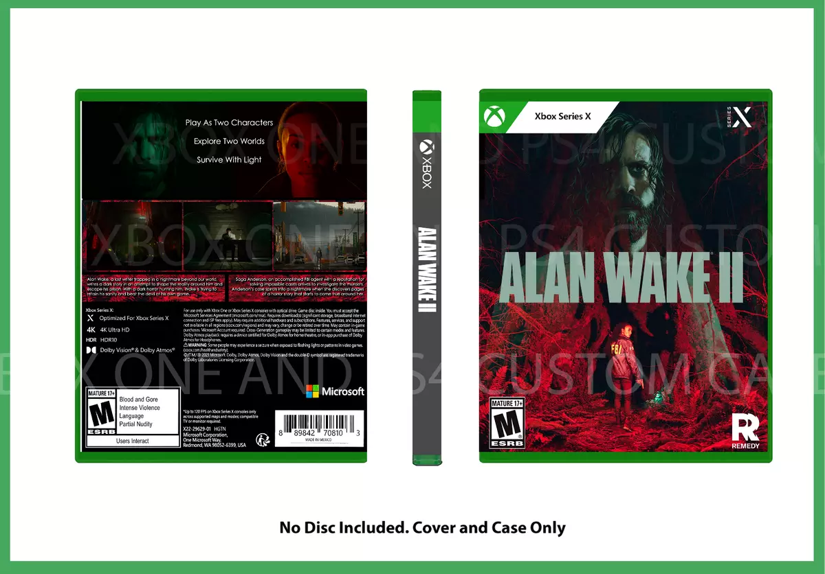 CUSTM CASE NO DISC Alan Wake II 2 XBOX Series X NO DISC SEE DESCRIPTION