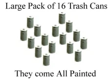 Large Pack of Scale TRASH CANS includes 16 that come all painted HO/HOn3