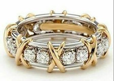 Women's Engagement Lab Created Eternity Two Tone 935 Argentium Silver Band