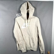 Nike Sportswear Essential Hoodie Womens XS Cream Cotton Oatmeal Swoosh Pullover