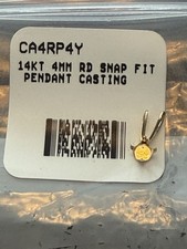 Pendentif à encliqueter en or jaune 14 carats 4 broches forme ronde moulée 4 mm