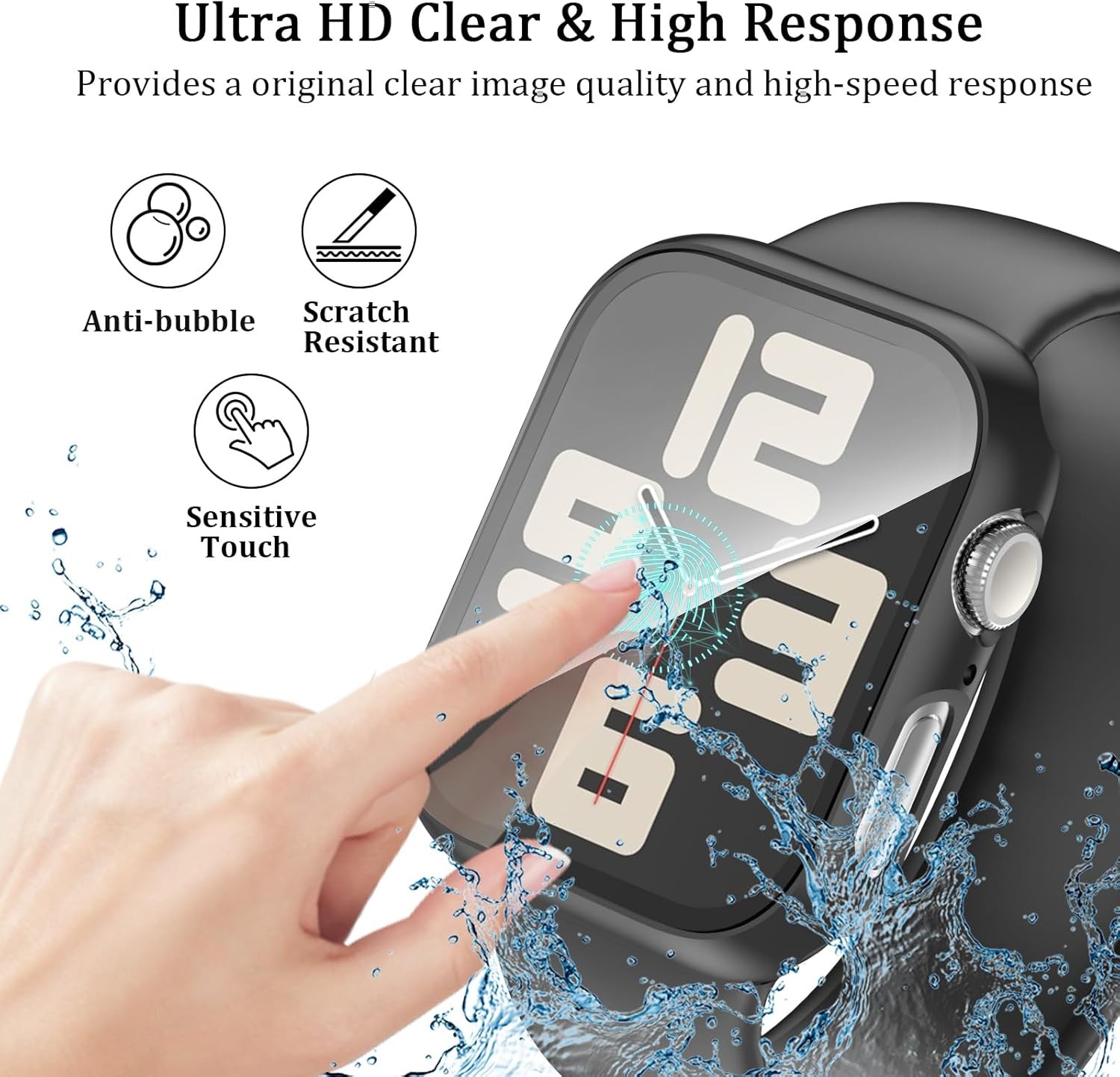 2-Pack Waterproof Case for Apple Watch SE (2nd Gen) Series 44mm, Black/Black 