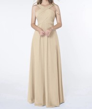 Azazie Kayleigh Champagne Chiffon Bridesmaid Women’s Dress Size: A6