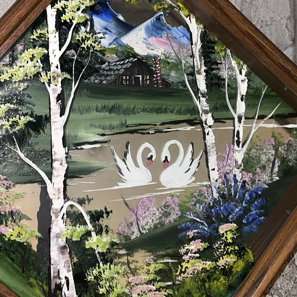 Pintura Espejo Royce Mcnett-Ram 13x13x3 Arte Vintage Madera de Roble Caja de Sombras Original Foto 4 de 4