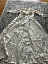 Handmade Ivory Satin Lace Edwardian Long Sleeve Wedding Dress Original