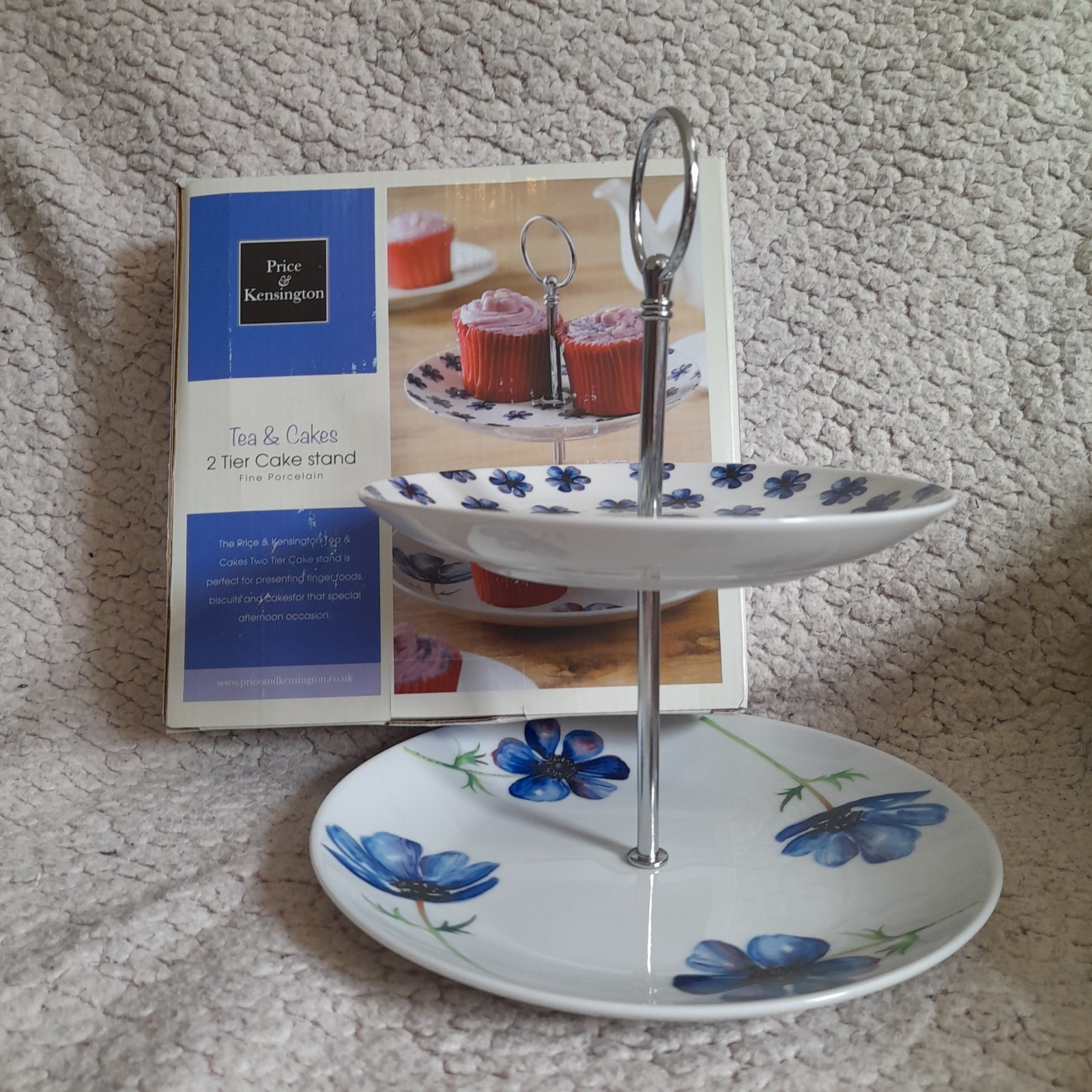 Price & Kensington Tea & Cakes Floral 2 Tier Cake Stand Boxed