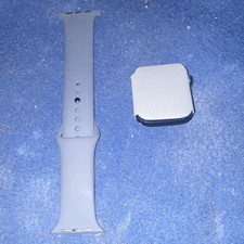 Apple Watch SE 44mm Silver Aluminum Case, Gray Silicone Band, GPS, Heart Rate