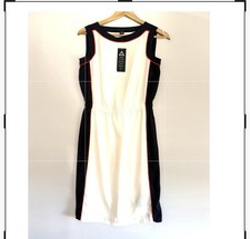 Tommy Hilfiger Sheath Dress Womens XS Navy Cream Colorblock Sleeveless
