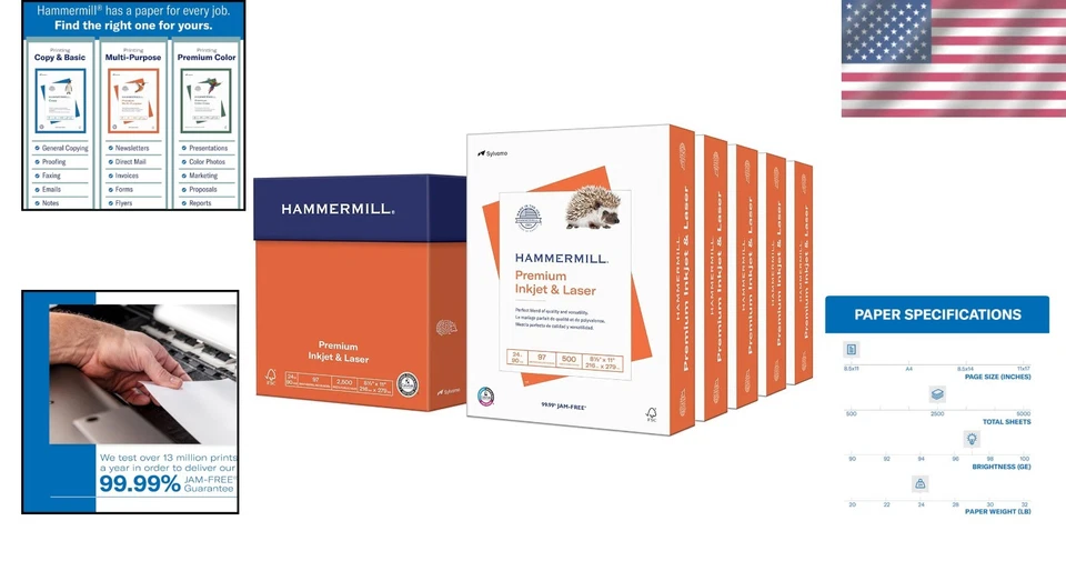 Versatile 24lb Printer Paper - 97 Bright - 5 Ream Pack - Image 2 of 4