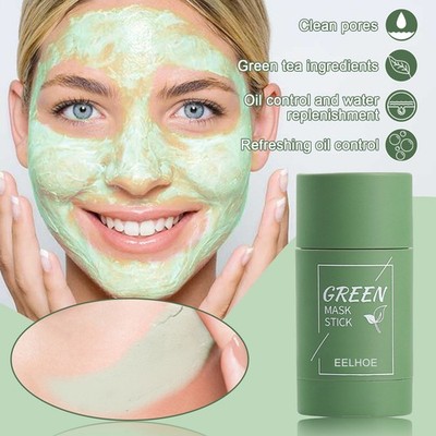 Green Tea Clay Face Mask Stick for Deep Cleansing and Hydrating Pore Refining